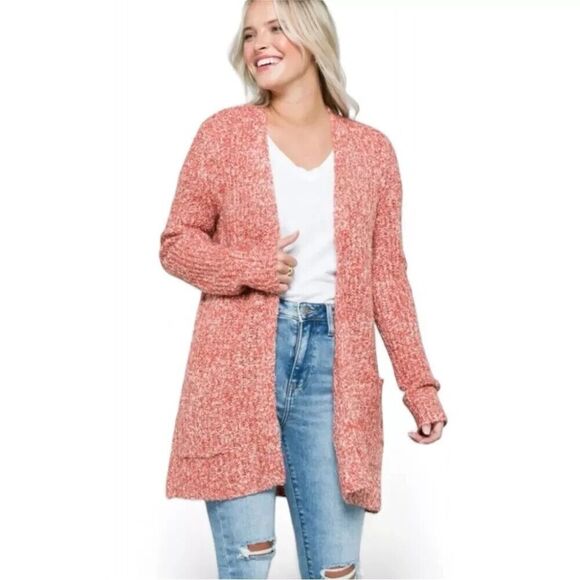 BB Dakota Open Front Cardigan Womens Medium Steve Madden Sweater Odetta Rust - Picture 1 of 7